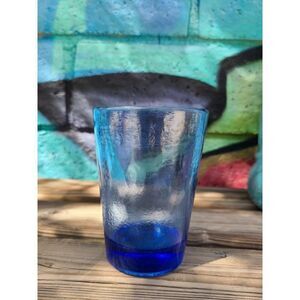 Fire and Light Cobalt BLUE Recycled Glass Tumbler 12oz. Art Glass EUC *Flaw Read